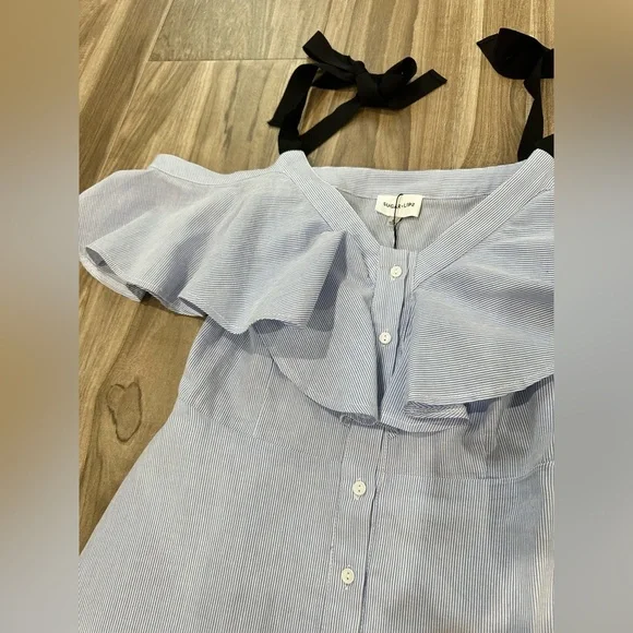 NWT Beautiful and feminine A-Line Sugar+Lips Light Blue Off-Shoulder Dress Sz S - Picture 3 of 16